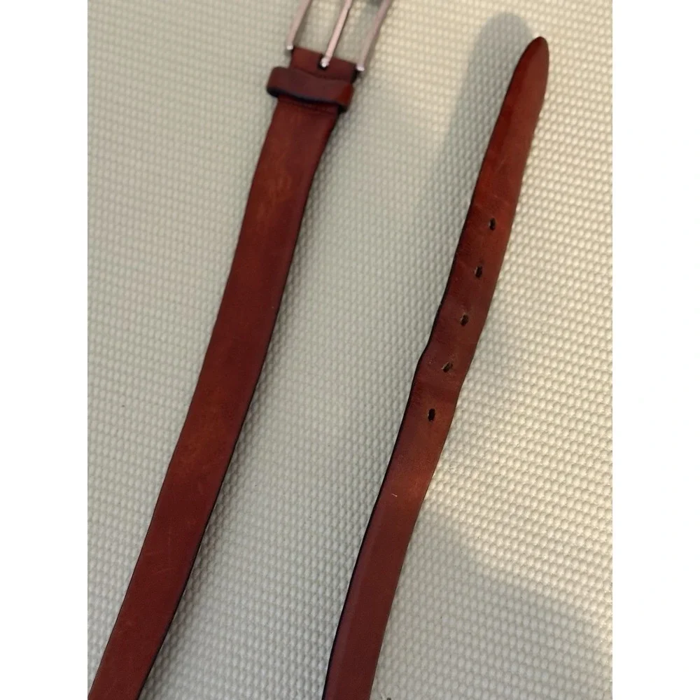 Brooks Brother Handmade Men's Brown Leather Dress Belt Adjustable